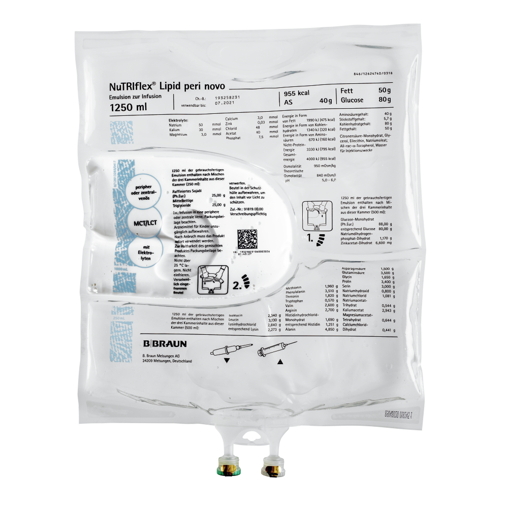 NuTRIflex® Lipid peri novo, 3KB 1250 ml-Emulsion zur Infusion, Dreikammerbeutel, 1250 ml
