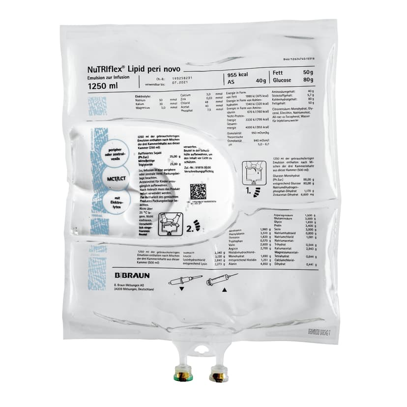 NuTRIflex® Lipid peri novo, 3KB 1250 ml-Emulsion zur Infusion, Dreikammerbeutel, 1250 ml