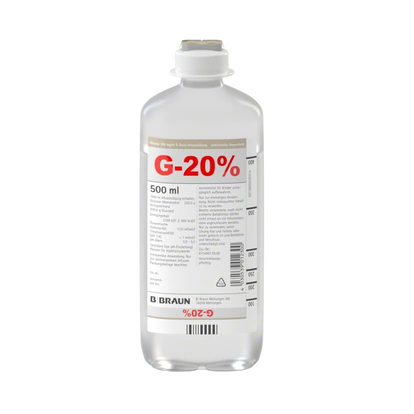 Glucose 200 mg/ml B. Braun, EP 500 ml-Infusionslösung, Ecoflac® plus 500 ml, 3124950