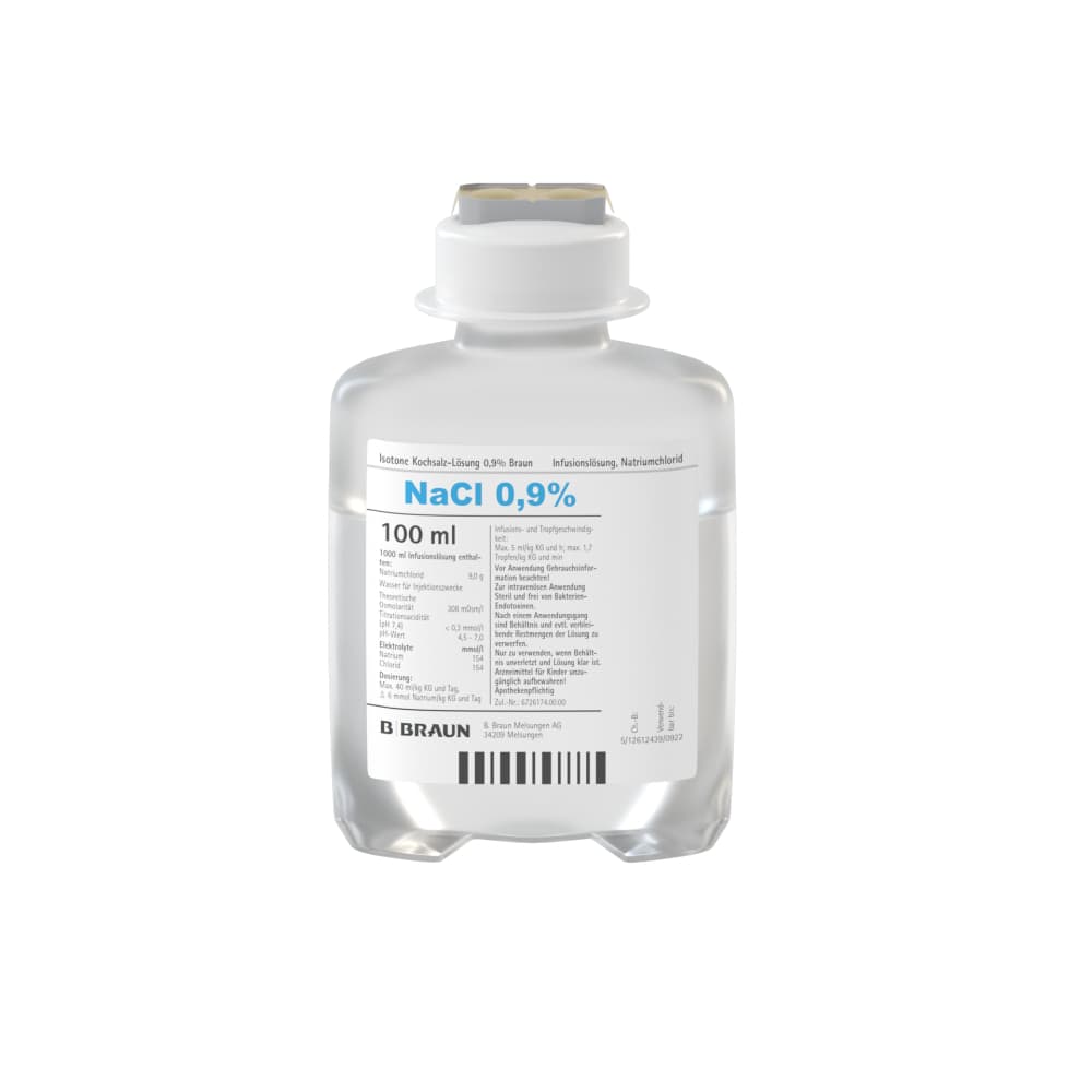 Isotone Kochsalz-Lösung 0,9 %, EP 100 ml-Infusionslösung, Ecoflac® plus 100 ml, 3200910