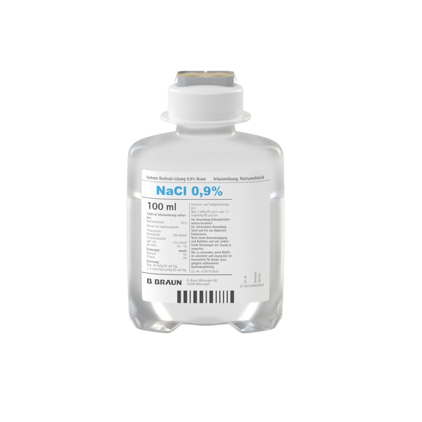 Isotone Kochsalz-Lösung 0,9 %, EP 100 ml-Infusionslösung, Ecoflac® plus 100 ml, 3200910