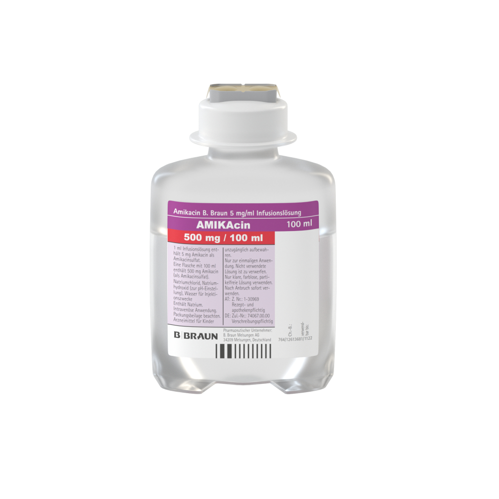 Amikacin B. Braun 5 mg/ml, EP 100 ml-Infusionslösung, Ecoflac® plus 100 ml, 4855010