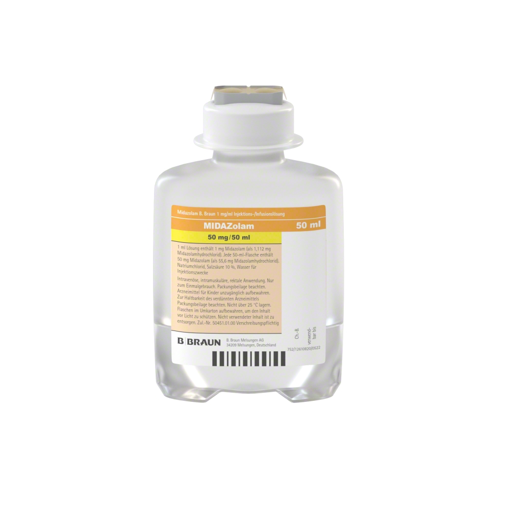 Midazolam B. Braun 1 mg/ml, EP 50 ml-Infusionslösung, Ecoflac® plus 50 ml in 100 ml, 2007050