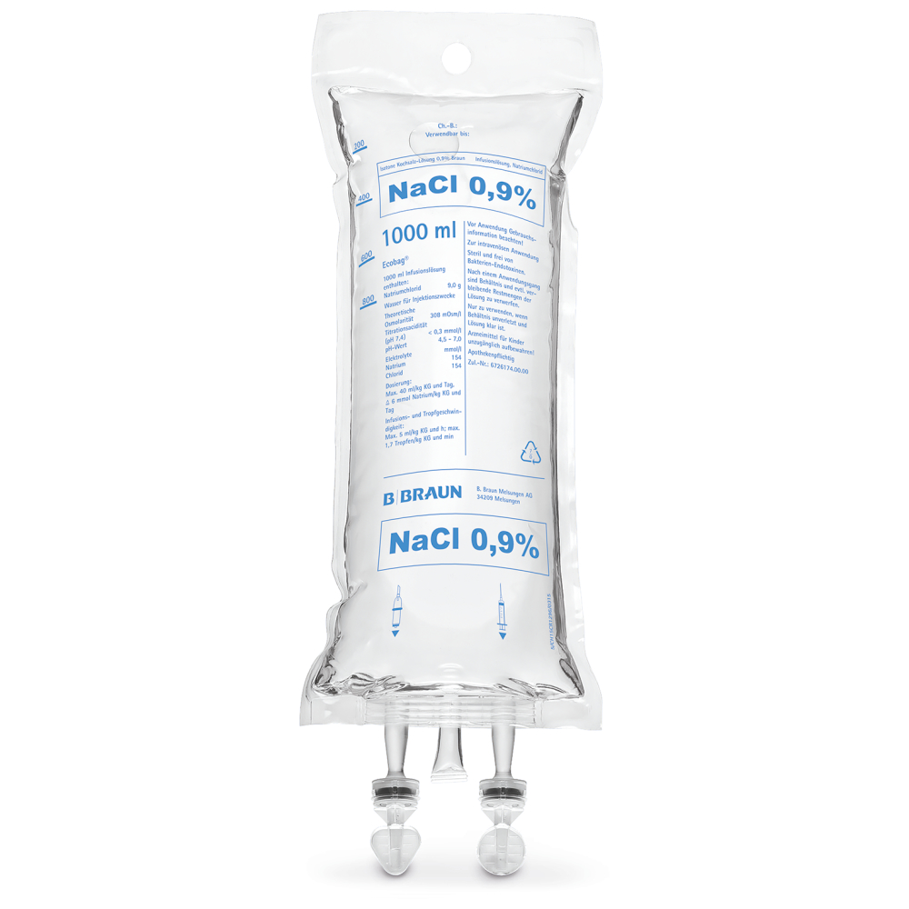 Isotone Kochsalz-Lösung 0,9 %, EB 1000 m-Infusionslösung, Ecobag® 1.000 ml, FV17104