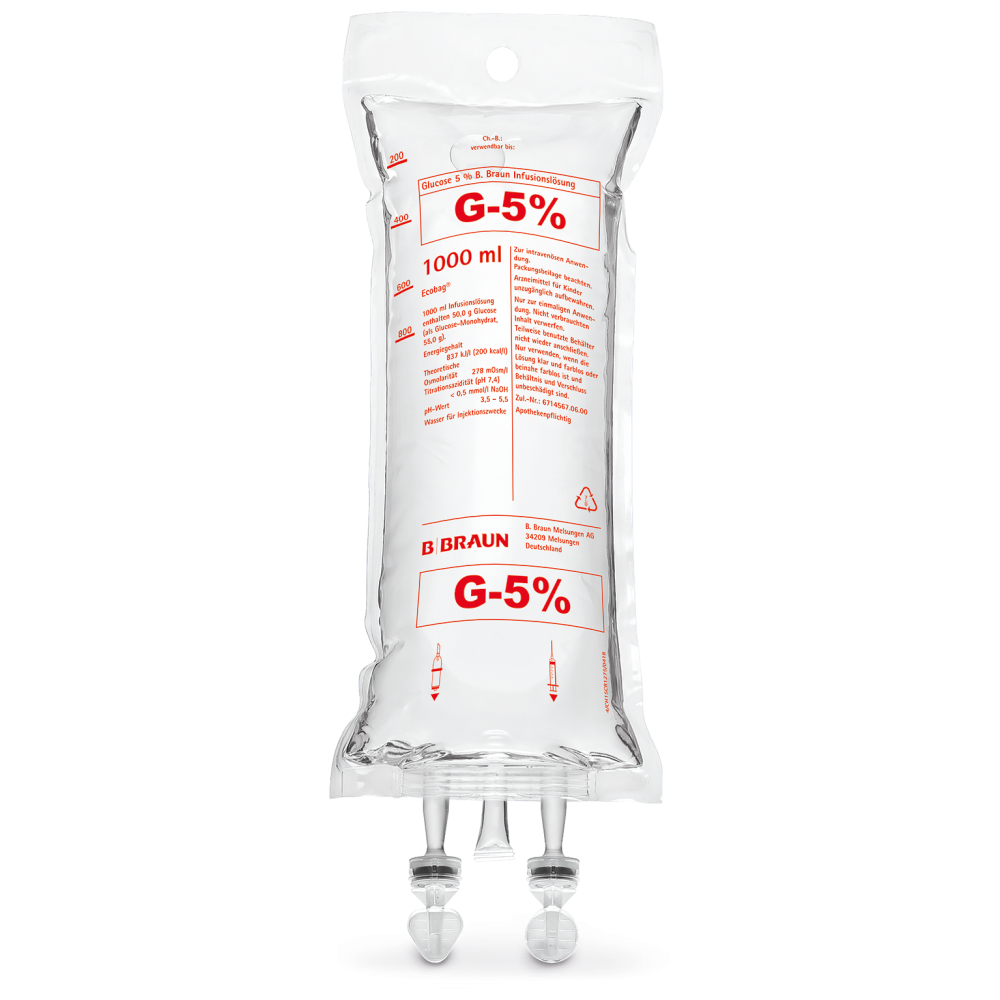 Glucose 5 % B. Braun, EB 1.000 ml-Infusionslösung, Ecobag® 1.000 ml, FV17204