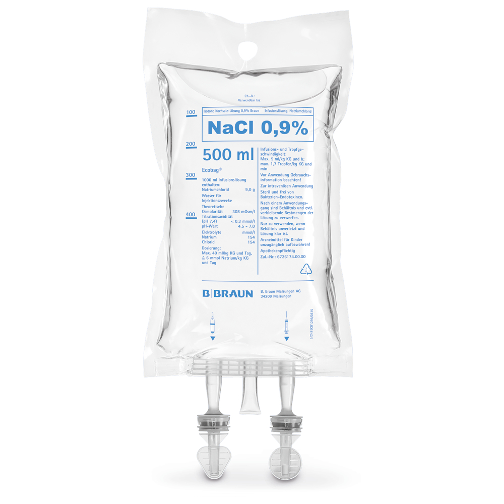 Isotone Kochsalz-Lösung 0,9 %, EB 500 ml-Infusionslösung, Ecobag® 500 ml, FV17103