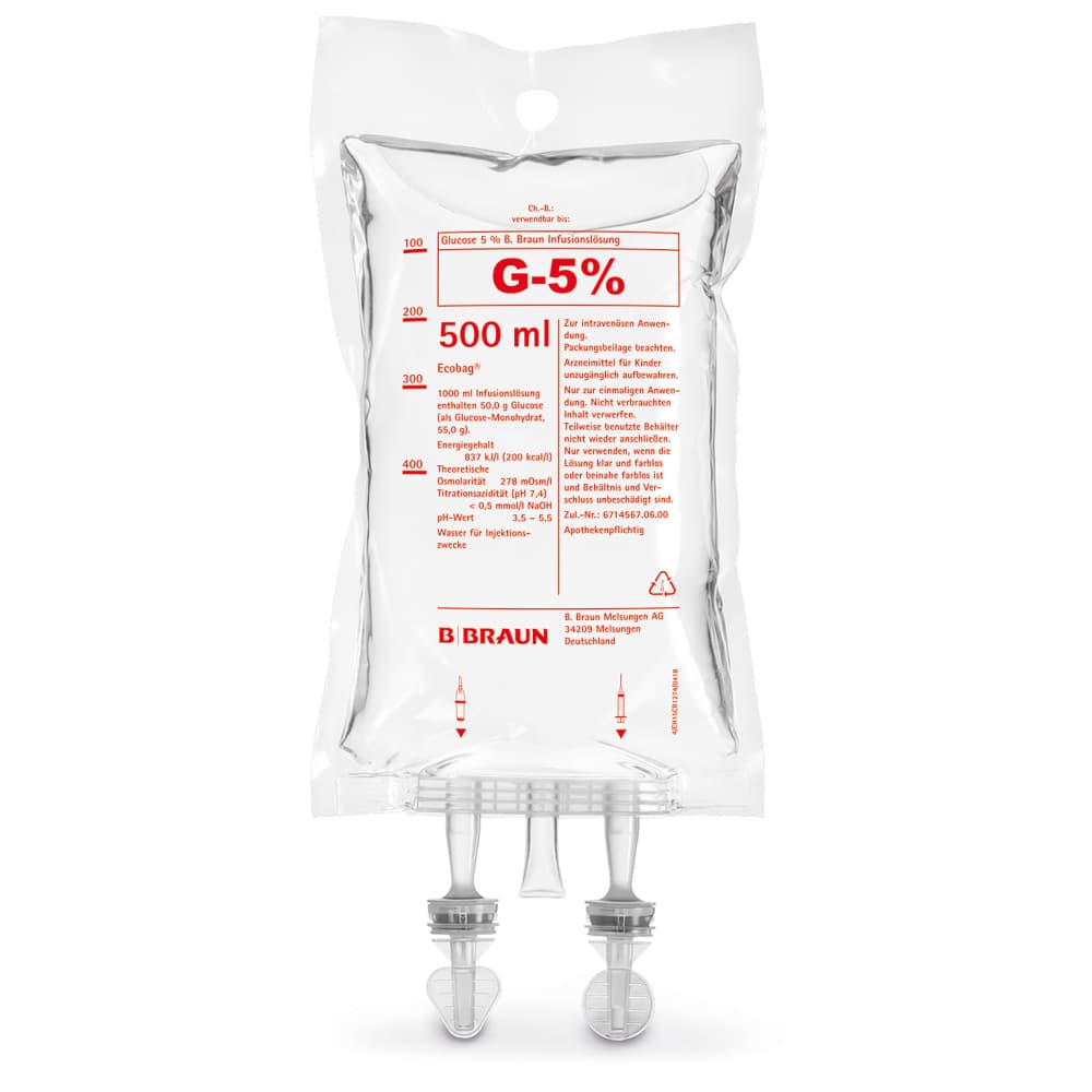 Glucose 5 % B. Braun, EB 500 ml-Infusionslösung, Ecobag® 500 ml, FV17203