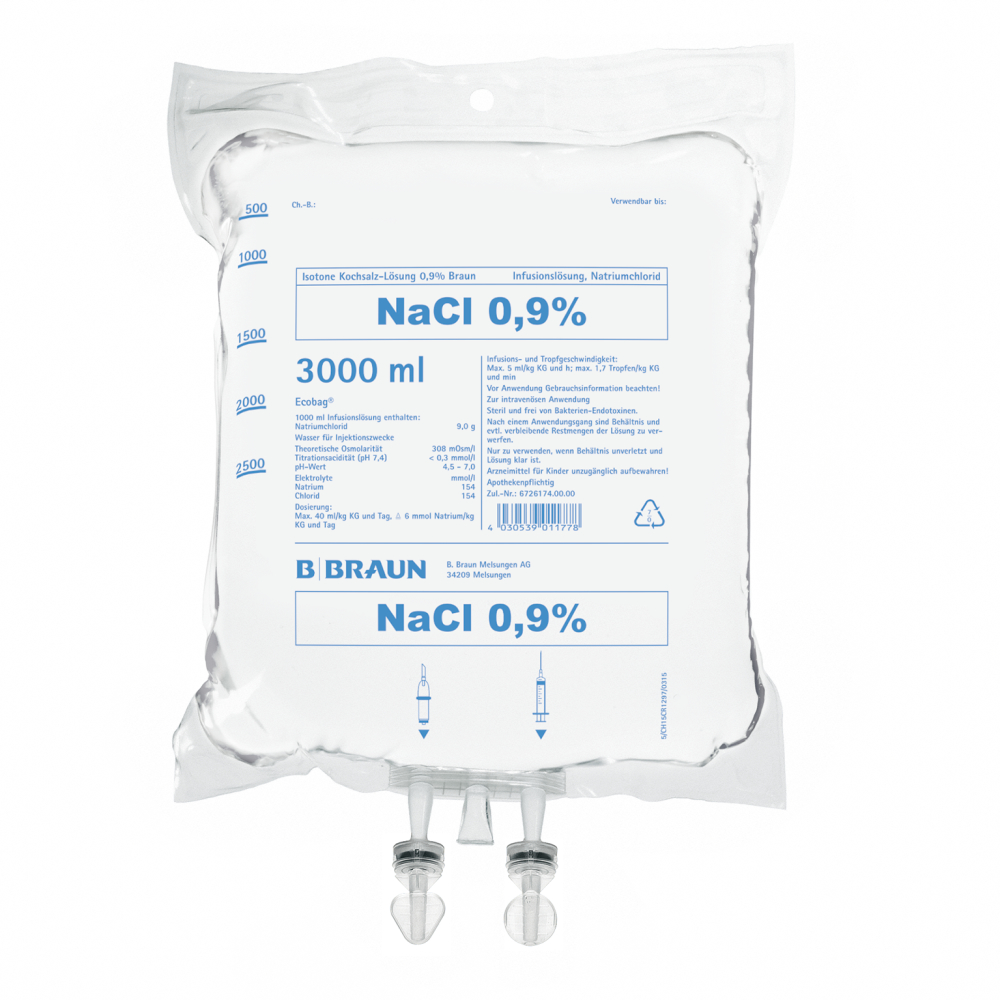 Isotone Kochsalz-Lösung 0,9 %, EB 3000 m-Infusionslösung, Ecobag® 3.000 ml, FV17106