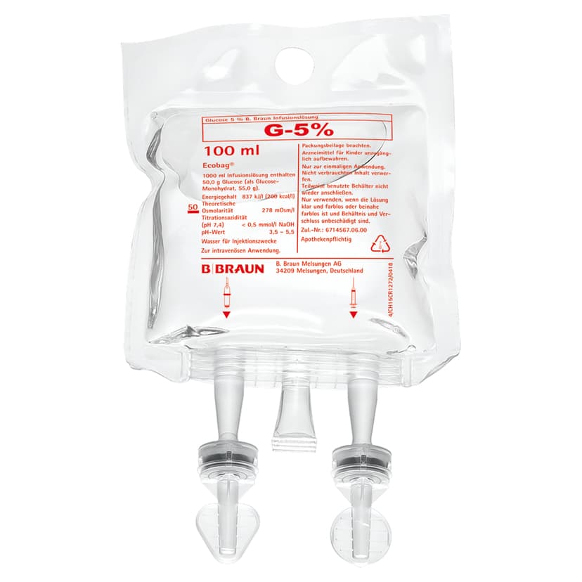 Glucose 5 % B. Braun, EB 100 ml-Infusionslösung, Ecobag® 100 ml, FV17201