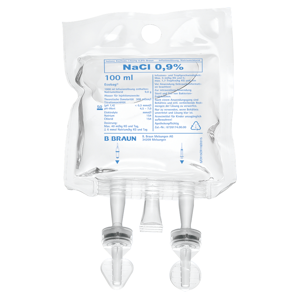 Isotone Kochsalz-Lösung 0,9 %, EB 100 ml-Infusionslösung, Ecobag® 100 ml, FV17101