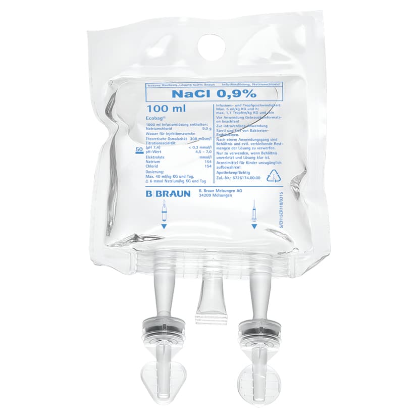 Isotone Kochsalz-Lösung 0,9 %, EB 100 ml-Infusionslösung, Ecobag® 100 ml, FV17101