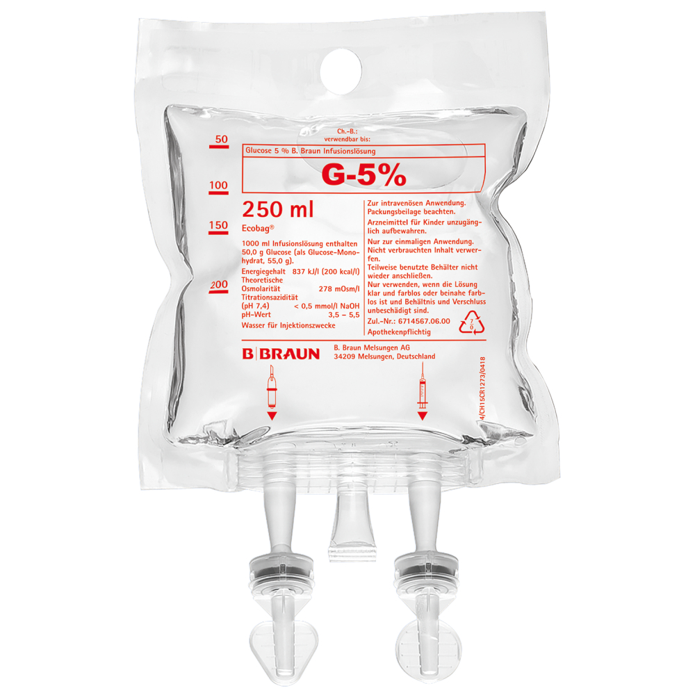 Glucose 5 % B. Braun, EB 250 ml-Infusionslösung, Ecobag® 250 ml, FV17202