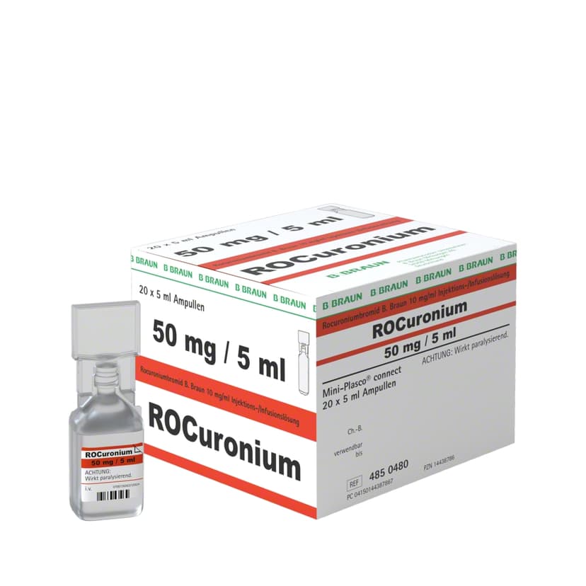 Rocuroniumbromid B. Braun 10 mg/ml, MPc-Injektions-/Infusionslösung, Mini-Plasco connect 5 ml, 4850480