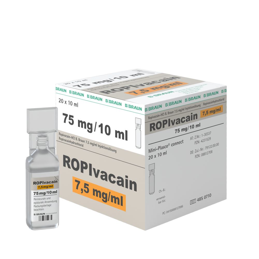 Ropivacain-HCl B. Braun 7,5 mg/ml, 10 ml-Mini-Plasco® connect 10 ml, 4850710