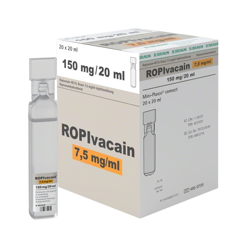 Ropivacain-HCl B. Braun 7,5 mg/ml, 20 ml-Mini-Plasco® connect 20 ml, 4850720