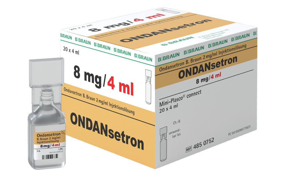 Ondansetron B. Braun 2 mg/ml, MPc, 8 mg-Injektionslösung, Mini-Plasco® connect 4 ml, 4850752