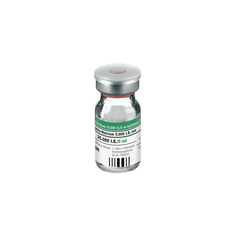 Heparin-Natrium Braun 25.000 IE/ 5 ml-Injektions-/Infusionslösung, Durchstechflasche 5 ml, 2147217