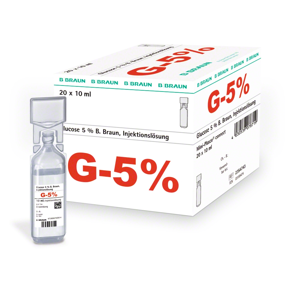 Glucose 5 % B. Braun, MPc 10 ml-Injektionslösung, Mini-Plasco® connect 10 ml, 2354743