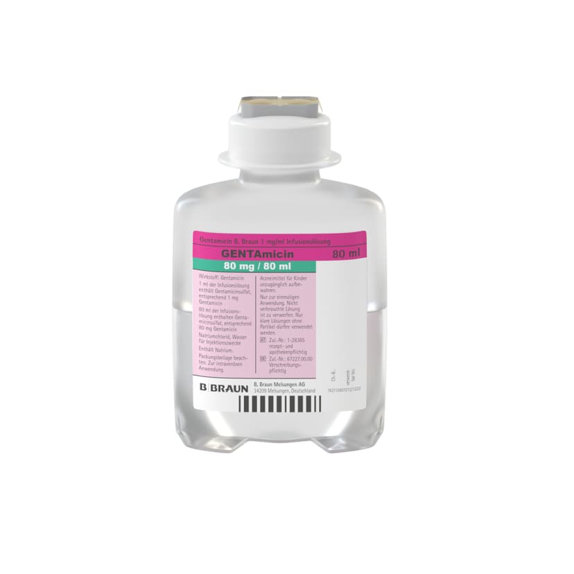 Gentamicin B. Braun 1 mg/ml, EP 80 ml-Infusionslösung, Ecoflac® plus 80 ml in 100 ml, 3421080