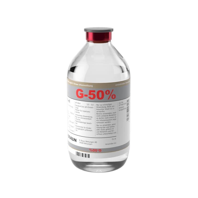 Glucose 500 mg/ml B. Braun, GB 500 ml-Infusionslösung, Glasflasche 500 ml, 3159345