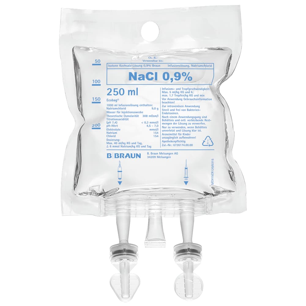 Isotone Kochsalz-Lösung 0,9 %, EB 250 ml-Infusionslösung, Ecobag® 250 ml, FV17102