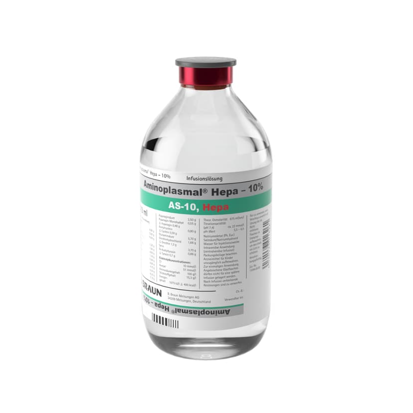 Aminoplasmal Hepa-10%, GB 500 ml-Infusionslösung, Glasflasche, 500 ml. 3262340