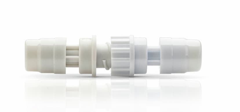Chemfort luer lock adaptor connected-Picture of Chemfort luer lock adaptor connected to a female luer lock adaptor Syringe to Syr<br/>inge Connector