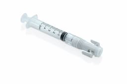 Chemfort Syringe adaptor-Picture of Chemfort Syringe adaptor connected to Syringe
