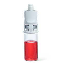 Chemfort Vial adaptor-Side view of Chemfort Vial adaptor attached to 20mm red Vial