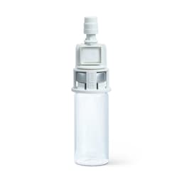 Chemfort Vial adaptor-Side view of Chemfort Vial adaptor attached to 20mm empty Vial 0.2 micron filter