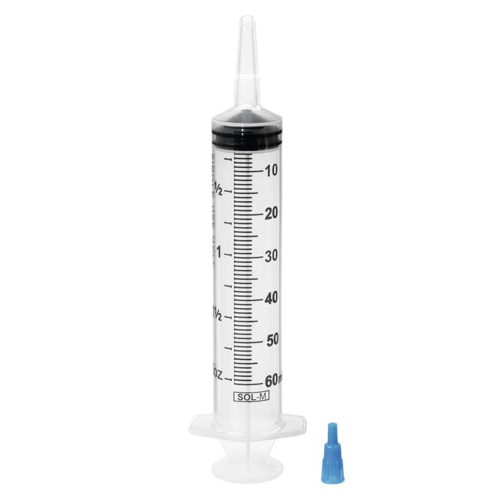 SOL-M 60 ml, Dreiteilige Einmalspritze m-Dreiteilige Einmalspritze mit Katheteransatz und Luer Adapter, 60 ml
