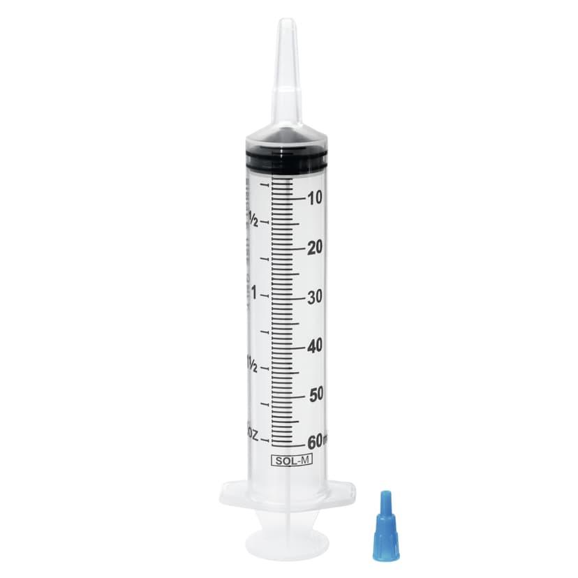 SOL-M 60 ml, Dreiteilige Einmalspritze m-Dreiteilige Einmalspritze mit Katheteransatz und Luer Adapter, 60 ml